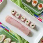 Ham and Cream Cheese Roll Ups with green onions, or pickles, or strawberry jam