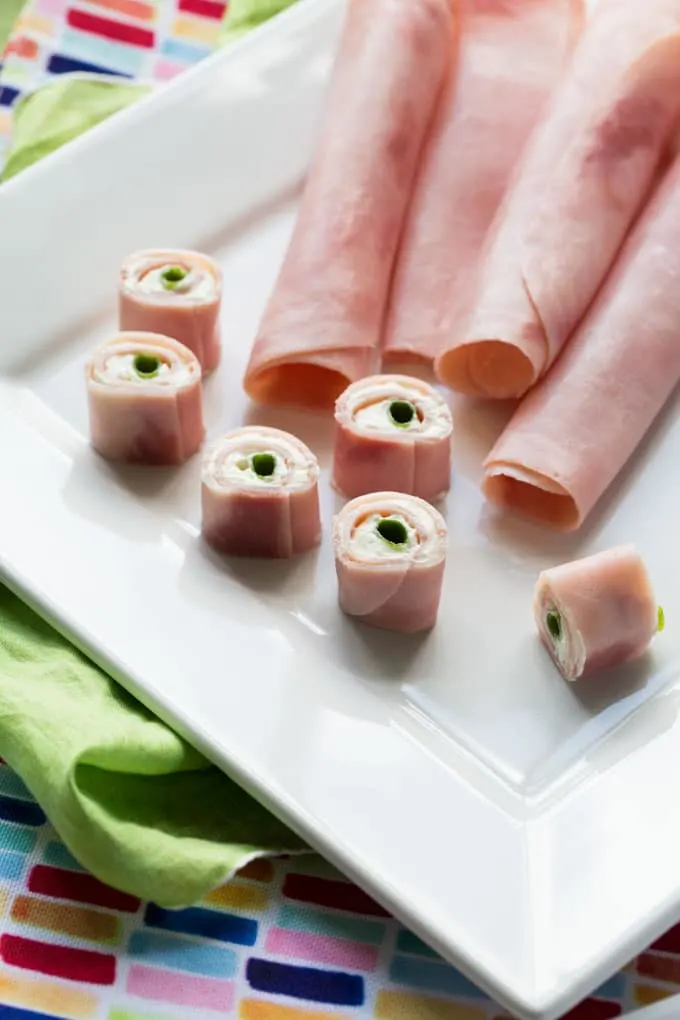 Ham and Cream Cheese Roll Ups with Green Onions
