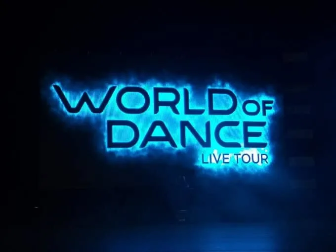 World of Dance tour screen, as seen on stage