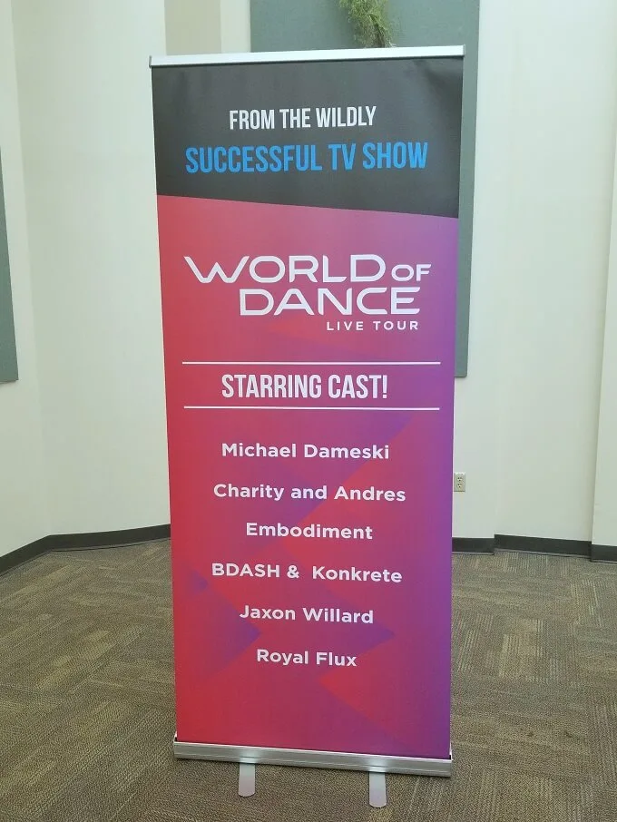 Sign for the VIP meet and greet at World of Dance Tour