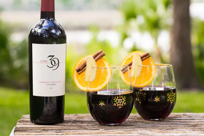Easy mulled wine recipe with cabernet sauvignon bottle