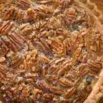 Closeup of pecan pie and crust