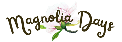 A magnolia blossom behind the words Magnolia Days